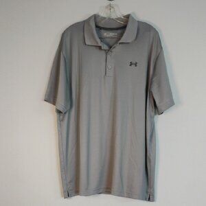 Under Armour Gray Athletic Performance Wear Polo Shirt 2XL- Sporty Golf Outdoor